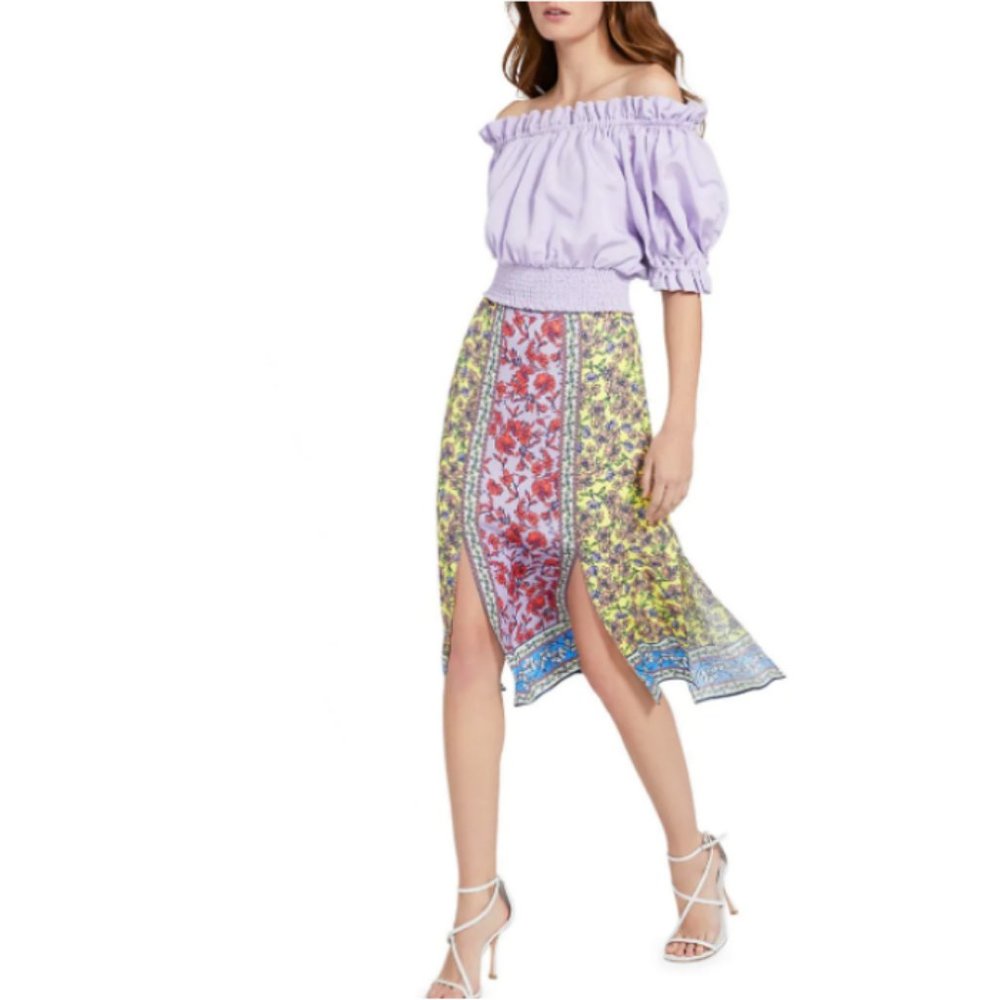 Alice + Olivia Athena Floral Midi Skirt with Sexy Side Slits - Picture 2 of 16